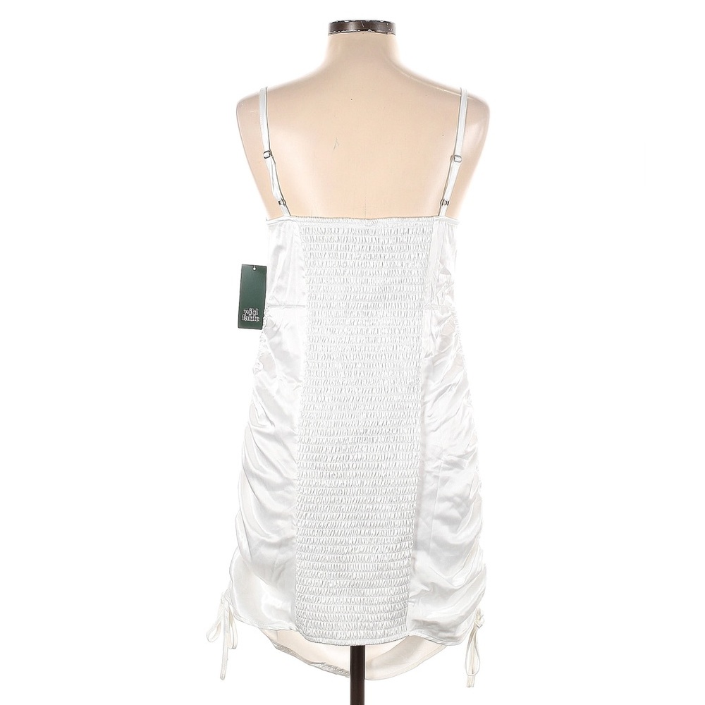 ❤️SOLD ❤️ White Satin Ruched Dress - Picture 2 of 3